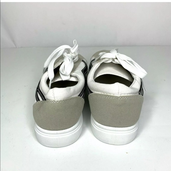 Mens Low Top Canvas Sneaker Faux Leather Trim - Picture 4 of 7